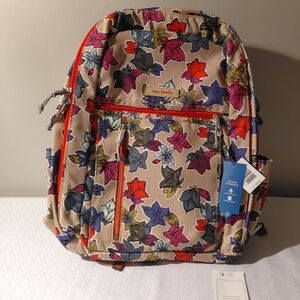 Vera Bradley Large Floral Backpack with Red Interior